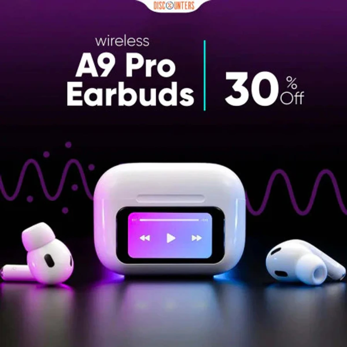 A9 PRO Anc Earbuds The Latest Anc+Enc Smart Screen Style with Multiple Language Options Earbuds - Image 3