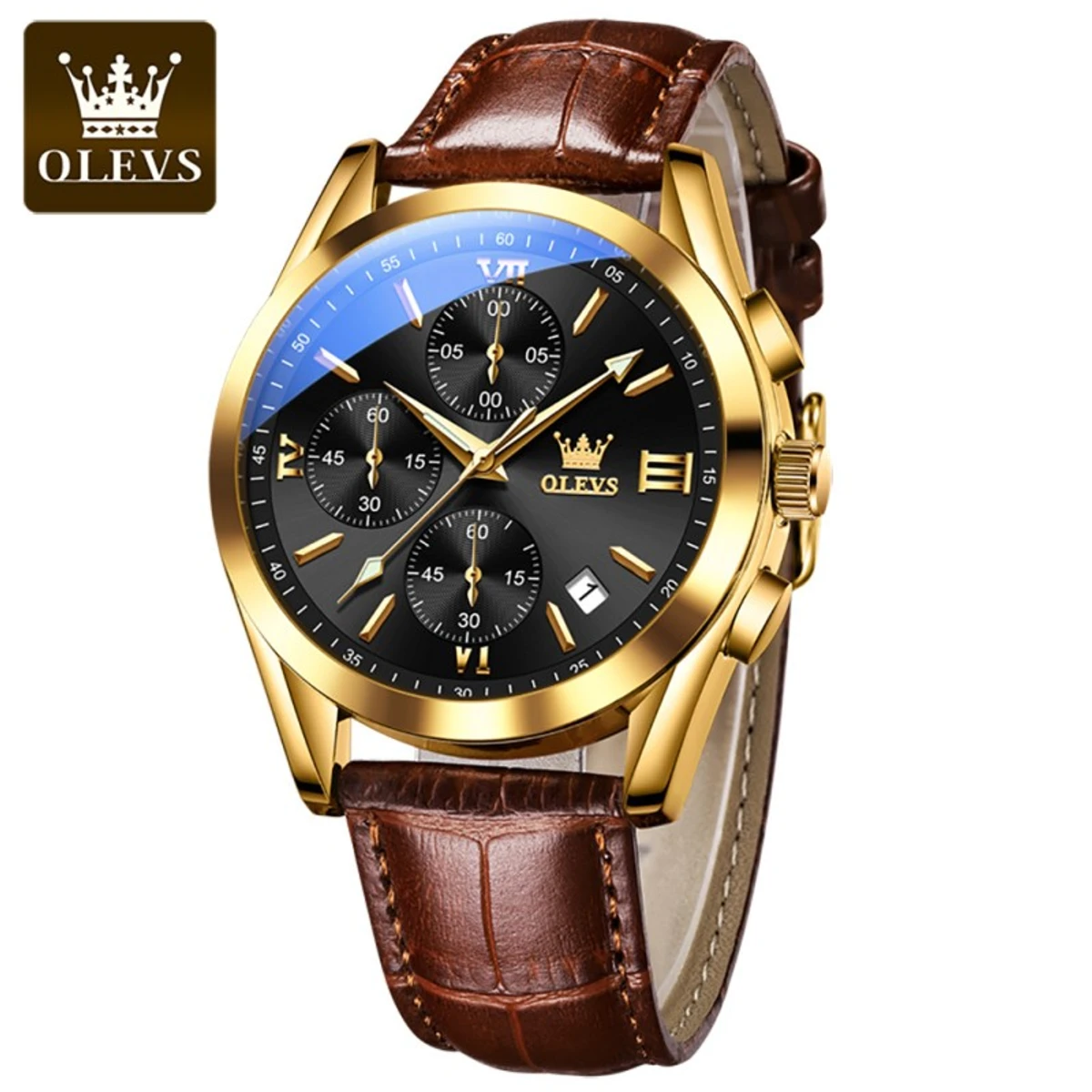 OLEVS 2872 Luxury Leather Sports WristWatch Clock Relogio Masculino Wrist Quartz Watch For Men