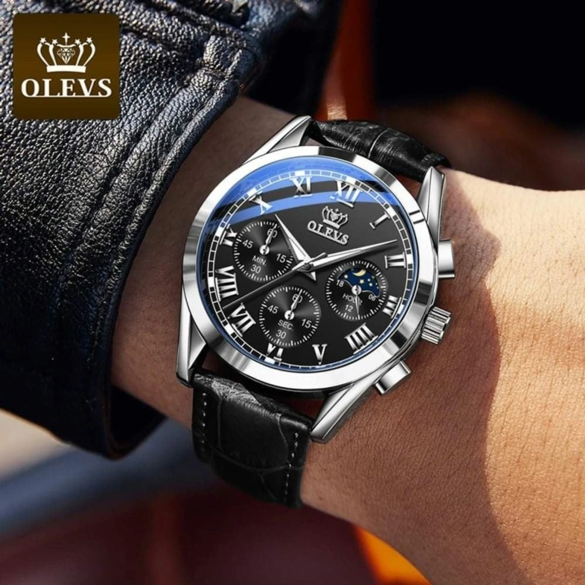 OLEVS 2871 Quartz Watch Men Top Brand Luxury Watches Moon