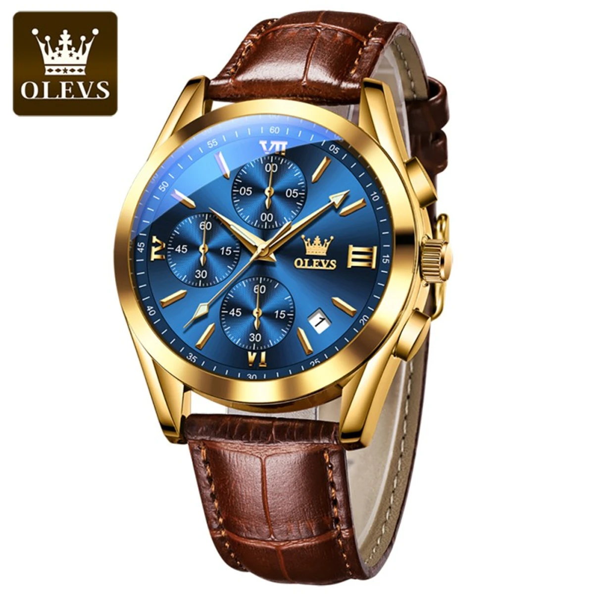 OLEVS 2872 Luxury Leather Sports WristWatch Clock Relogio Masculino Wrist Quartz Watch For Men