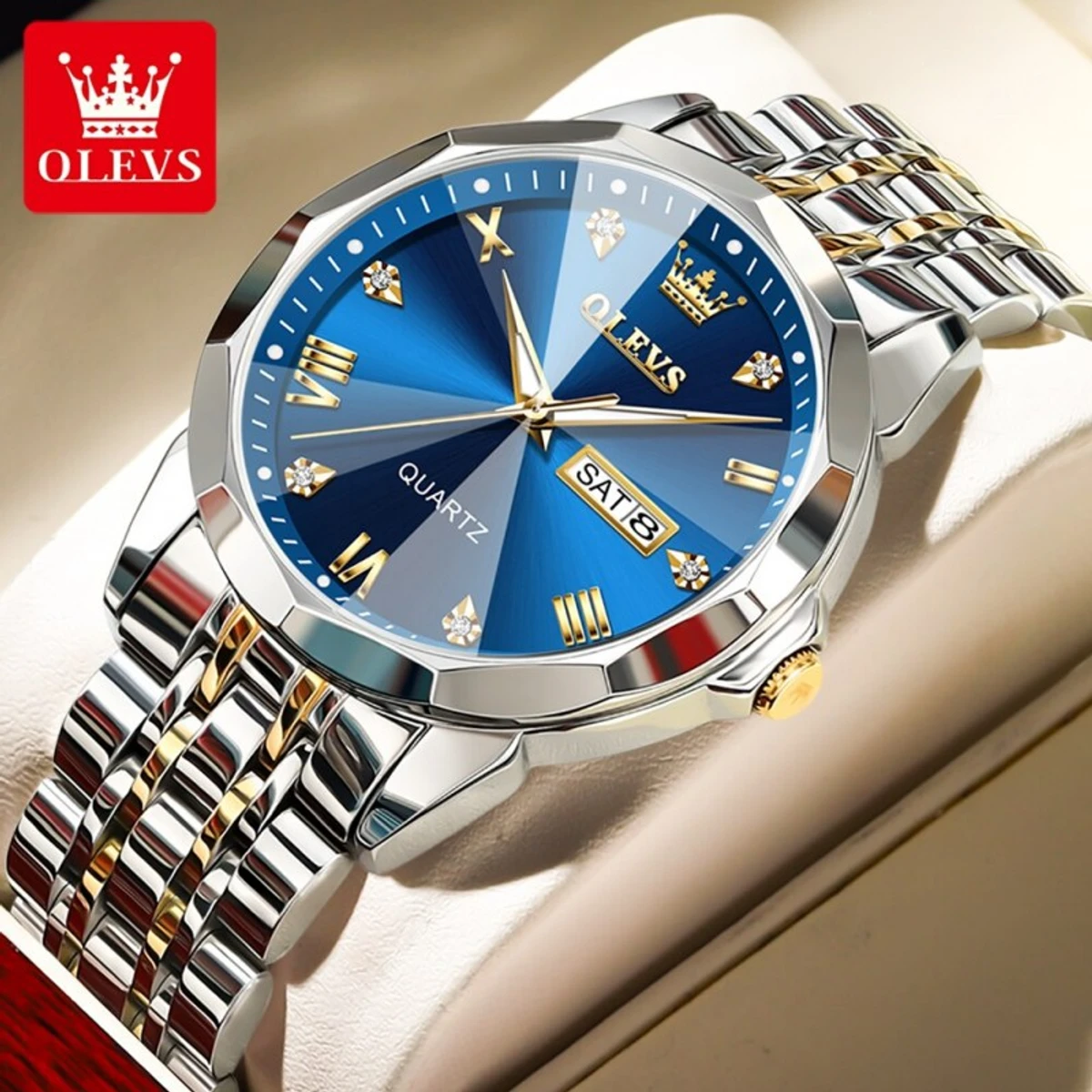 Olevs 9931 luxury fashion stainless steel imported quartz movement wrist-watch for men